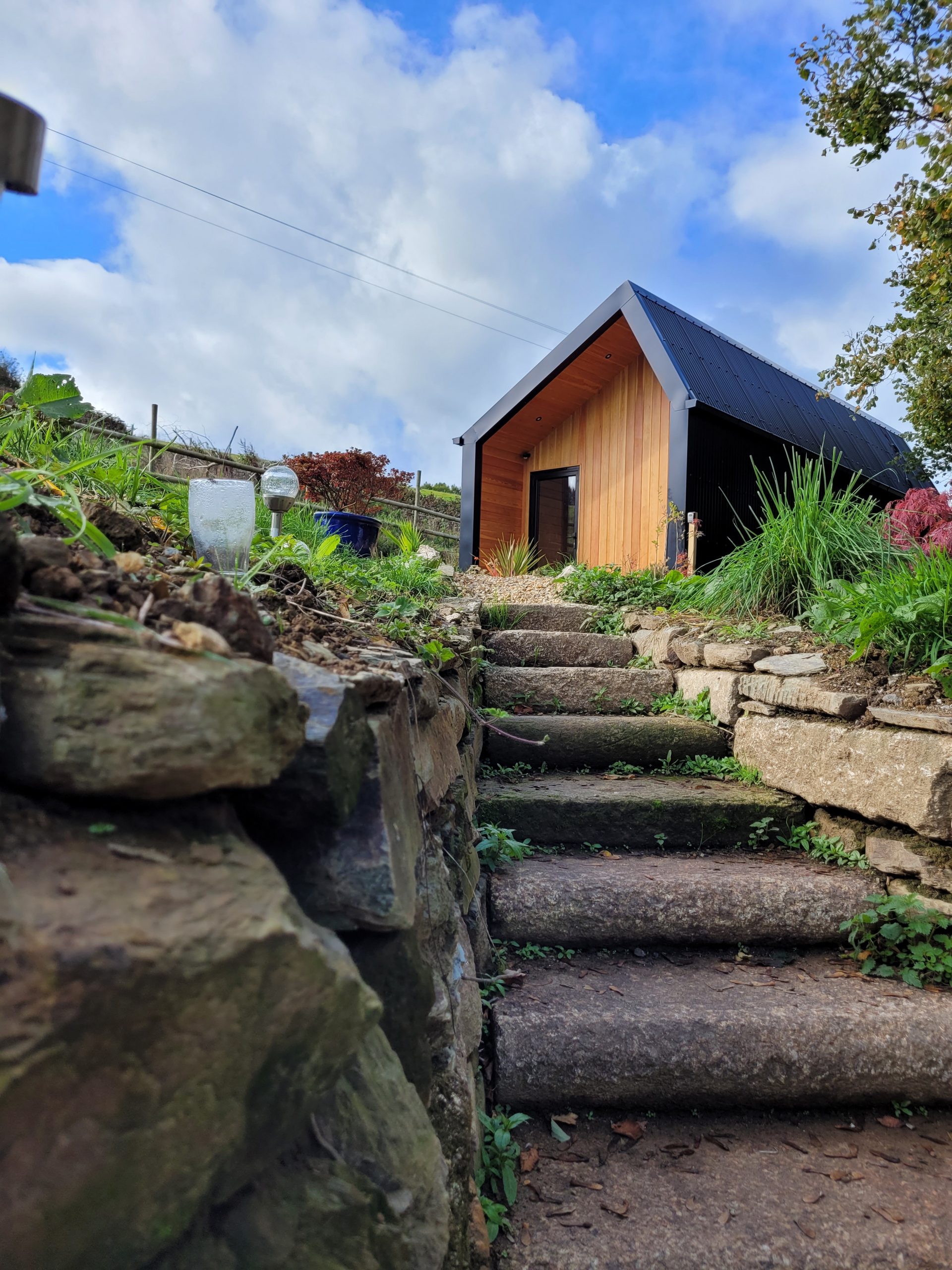 bespoke metal clad office with offset roof cornwall
