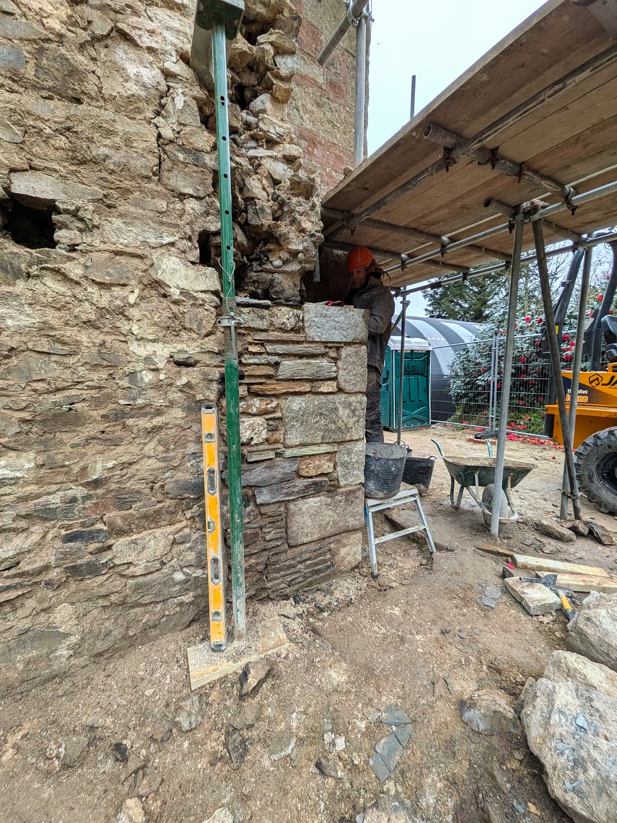 Stone Wall and Scaffolding